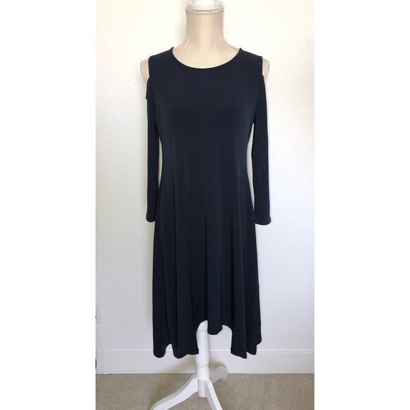 Alfani Petite Cold Shoulder Scoop Neck Navy Midi Shift Dress - 8P - Picture 1 of 4